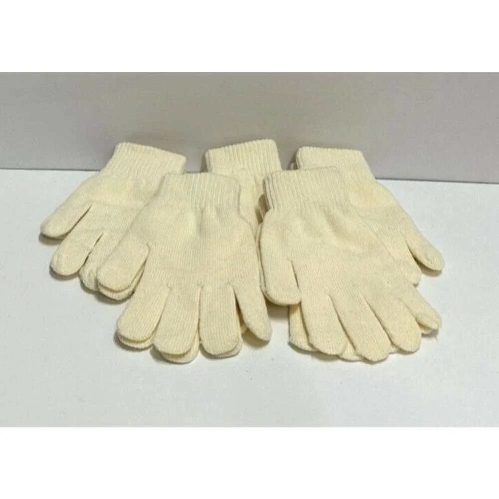 Girls one size fits all youth 4 to 16 magic gloves ivory - set of 5 pairs
